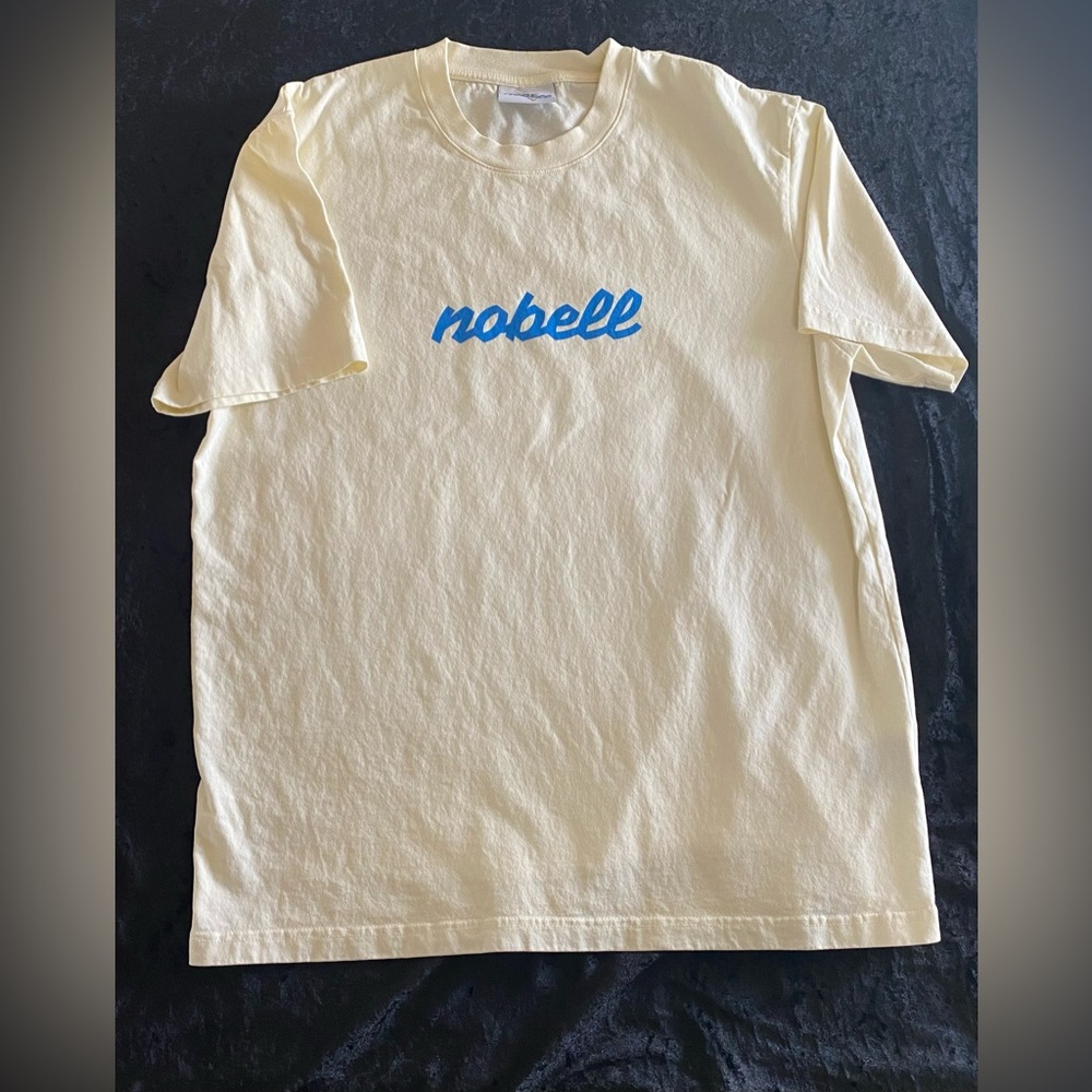 Nobell men’s light Yellow Short-Sleeve Logo T-Shirt 100% cotton, size M